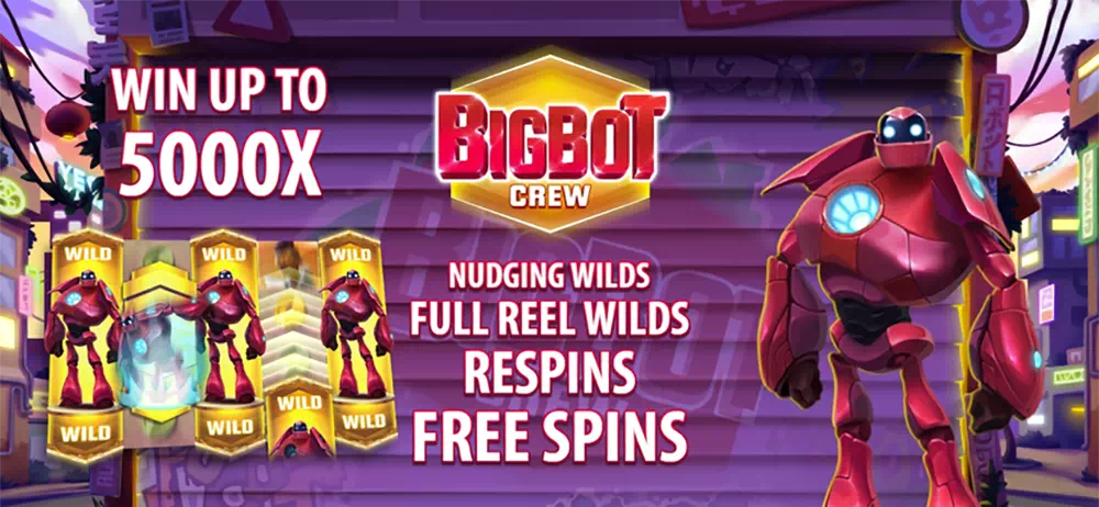 Обзор и бесплатная игра в автомат Big Bot Crew Big Bot Crew игровой автомат от Quickspin в Riobet Casino